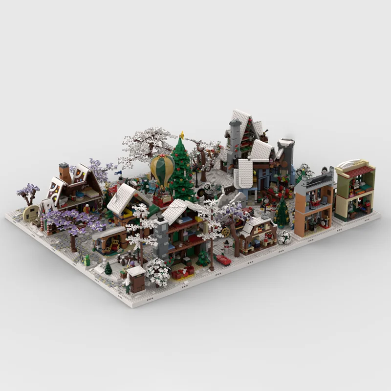 Фото Изысканный новый конструктор MOC: модель зимней деревни, технологичная модульная база для демонстрации, праздничный подарок, игрушка, набор для самостоятельной сборки №3