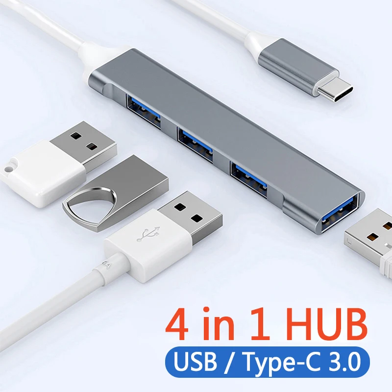 [해외] USB C 허브 3.0 C타입 멀티 스플리터 어댑터 OTG  샤오미 레노버 맥북 프로 13 15 에어 프로 PC 컴퓨터 액세서리  4 인 1 포트