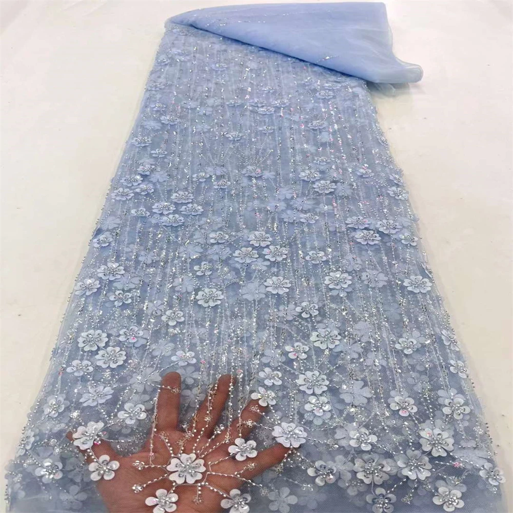 

Latest tube Beads African Lace 2023 High Quality Lace sequins Groom Nigerian French Tulle Lace Fabric Embroidery For Women Dress