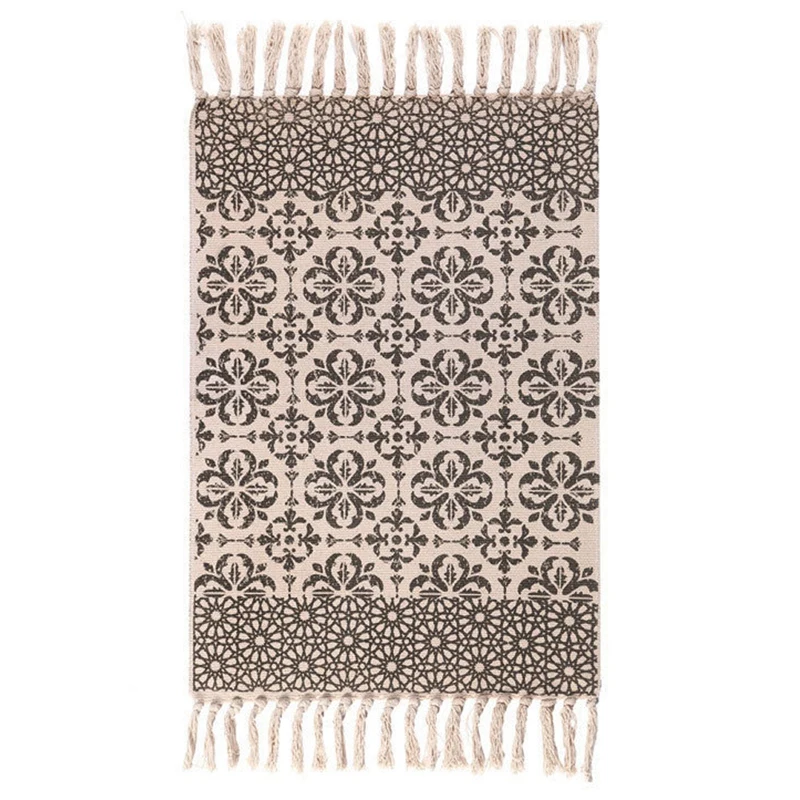 

Carpet Rug Bohemian Tassel Home Decor Hand Woven Living Room Rug Retro Floor Farmhouse Small Rug Bedroom Tapestry