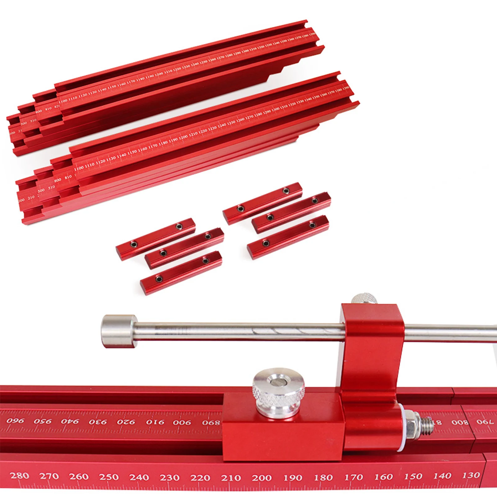 42-Piece Set Of Track Saw Rail Parallel Guide Rail Aluminium Alloy T-Track Slot Woodworking Auxiliary Track Woodworking Tool