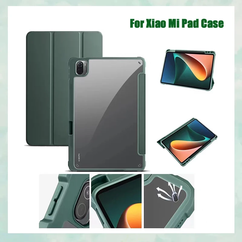 For Xiaomi Mi Pad 5 Pro 11inch Case With Pen Holder Clear Back Magnetic Book Cover Xiaomi Mi Pad 5 11inch Pad Table Case