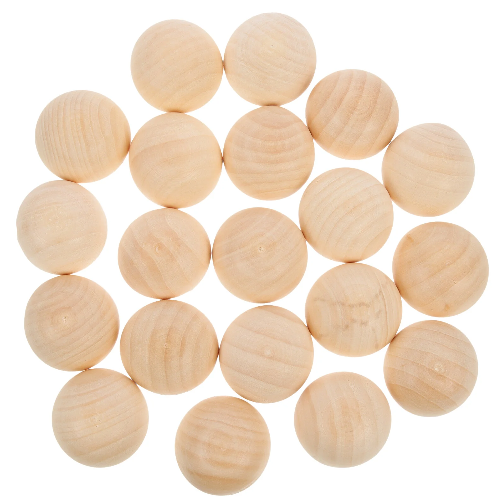 

20pcs Wooden Balls Hemisphere Unfinished Craft Balls DIY Crafts Natural Balls for Christmas Ornament 40MM
