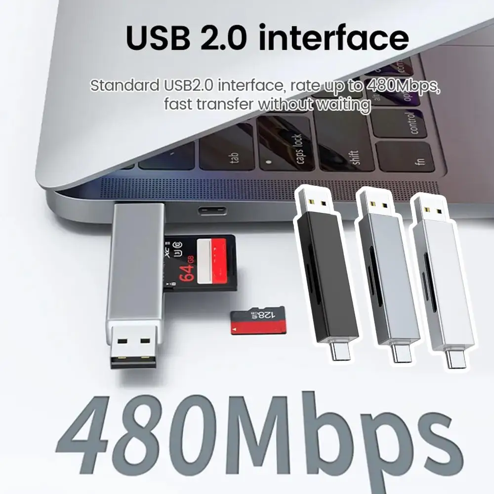 SD/TF 2-в-1 кардридер для мобильных телефонов компьютеров USB 2.0 интерфейс высокоскоростной смарт-кардридер адаптер для ПК ноутбука Ty P7B2