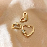 18k gold plated micro inlaid zircon screw clasp charm for make diy accessories finished jewelry