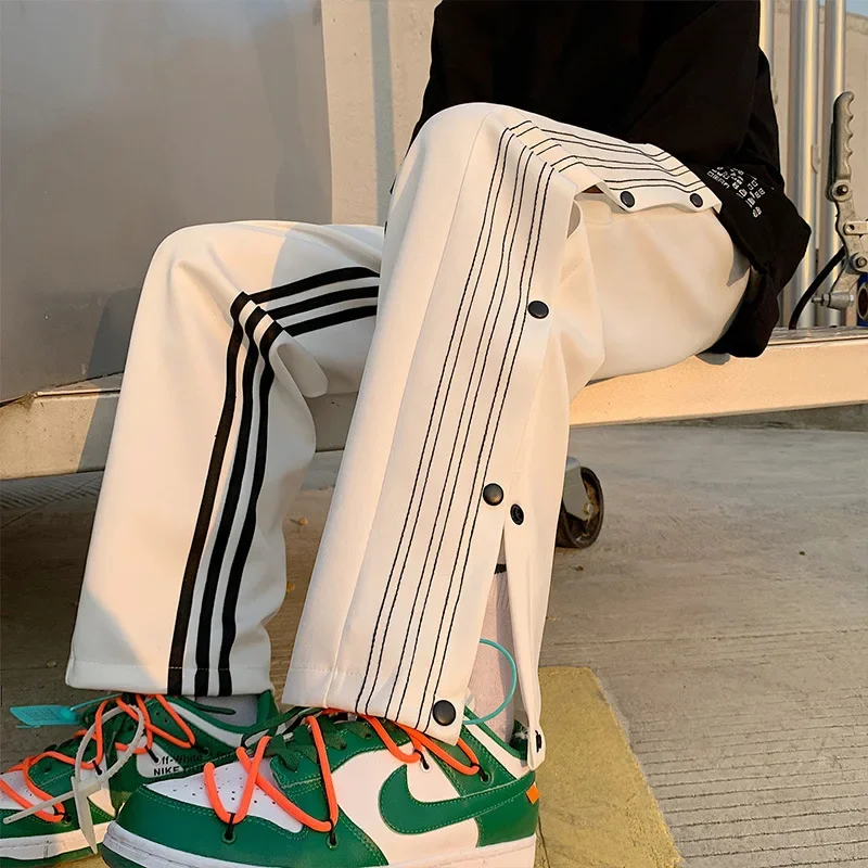 Men's Loose-fit Casual Trendy Sweatpants Spring/summer Hong Kong Style Gangster Sporty Pants Straight-leg Bell Bottoms