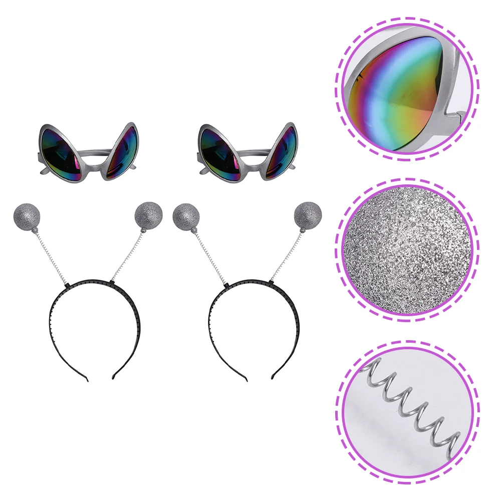 

2 Sets Alien Themed Party Favors Makeup Headband Martian Head Boppers Glasses Kids Alien Headband Accessories Alien Eyewears