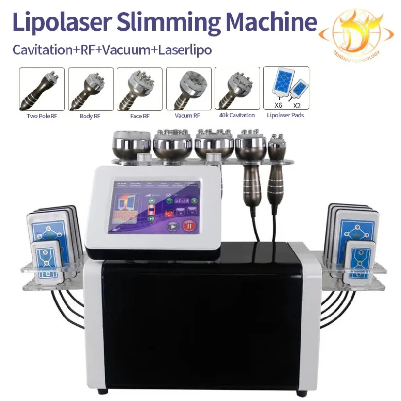 

Multi-Functional Beauty Equipment 40K 635Nm Lipo Laser Radio Fre Fat Bio Cavitation Machines With 6 Handles