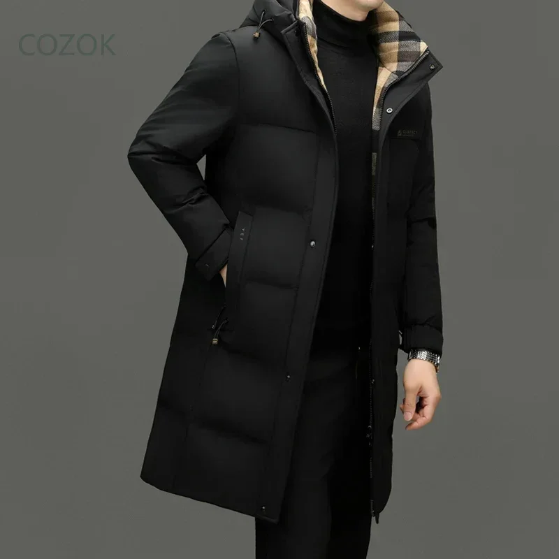 Длинный пуховик COZOK Мужская Дизайнерская одежда мужская зимняя повседневная