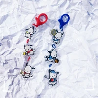 sanrioed pochacco string acrylic pendent kawaii 2 colors bag anime cartoon keyring dashing ornaments lovely girls kids gift