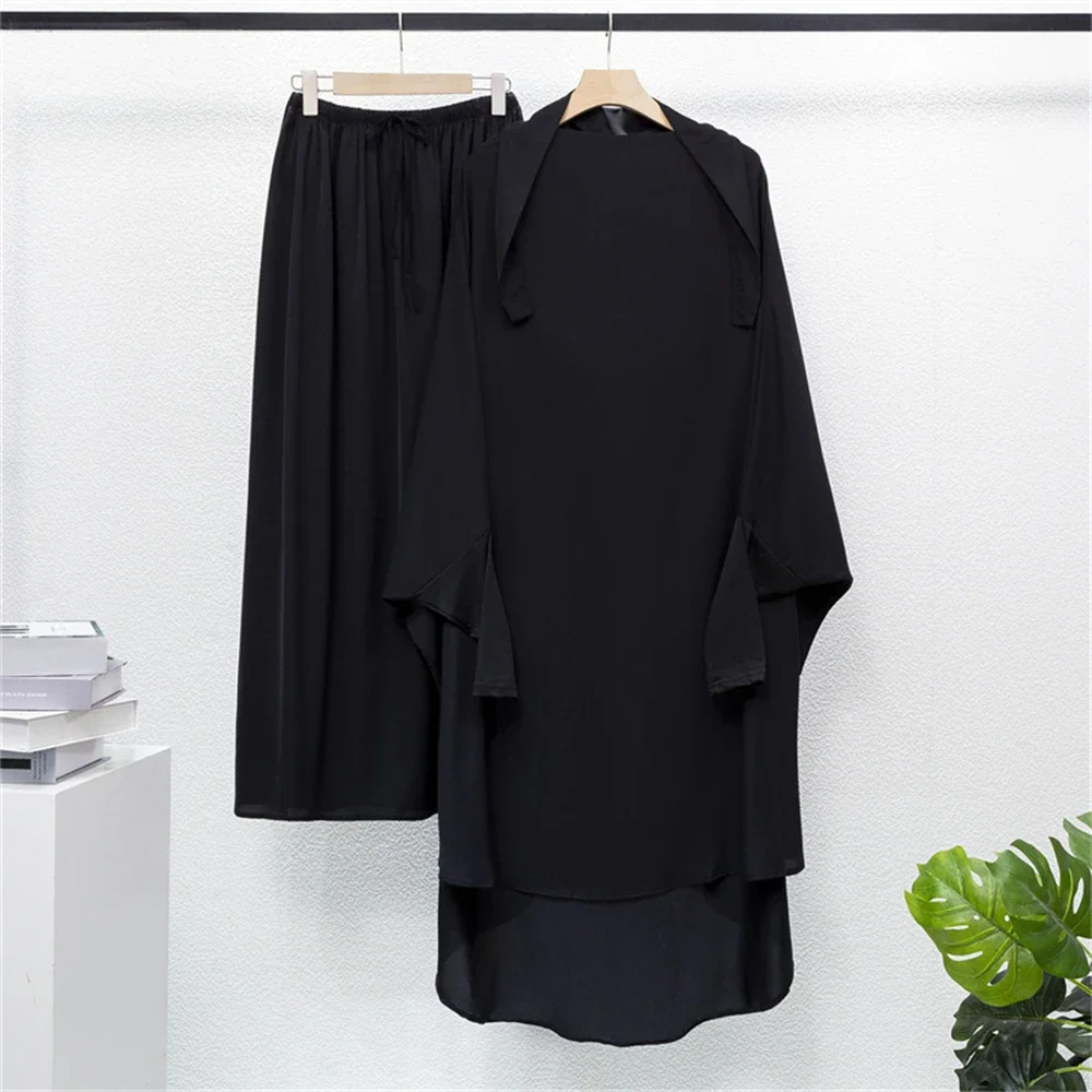 Ид Рамадан мусульманское женское молитвенное платье 2 шт. химар комплект юбки