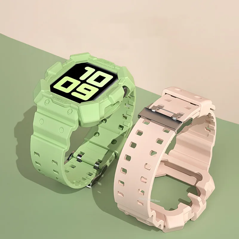 

Чехол для Apple Watch Band Series 7 6 2 3 4 5 45 мм 41 мм, силиконовый прозрачный ремешок для Iwatch SE 5 7, 38 40 42 44 мм, браслет