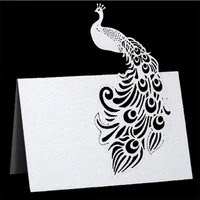 50pcs peacock laser cut table name place cards greeting card seat name message wedding birthday festival party favor decor