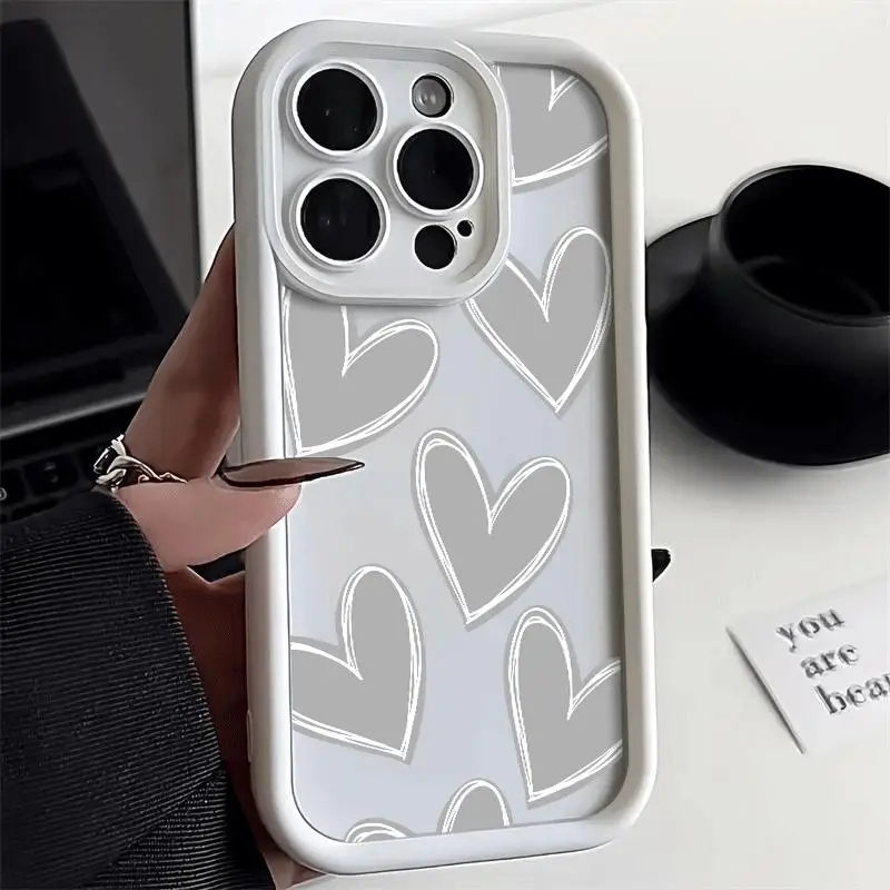 Love Heart Black Phone Case for Xiaomi Mi 11 Lite 12T Pro Poco X3 X5 X3NFC Soft Cover Funda