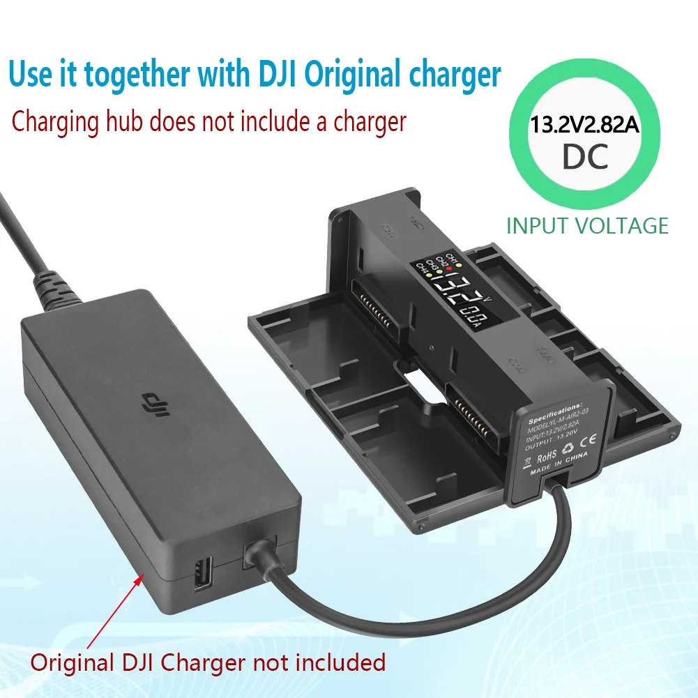 

Battery Charging Hub Portable With Charge Indicator Intelligent Replacement Drone Accessories Home Travel For DJI Mavic Air 2