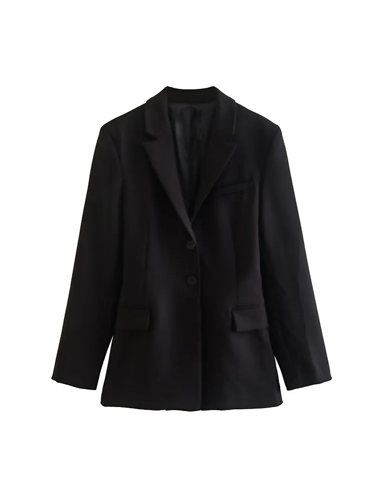 

2022 fall new women's fashion solid color pocket ornaments slim and versatile long textured blazer