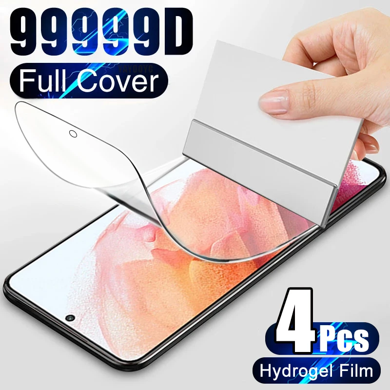 

4Pcs Full Cover Hydrogel Film on the For Samsung Galaxy S8 S9 S10 S20 FE Plus S21 S22 Ultra Screen Protector For Note 20 8 9 10