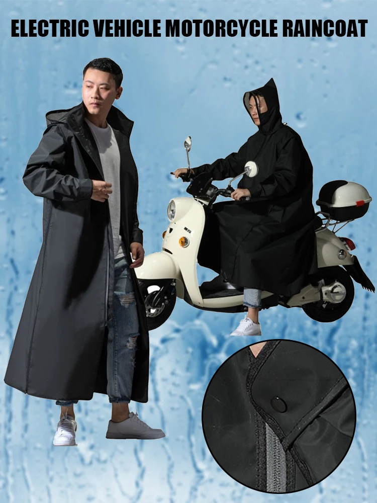 

Мотоциклетный дождевик для мужчин и женщин, пончо на молнии с капюшоном, длинный мотоциклетный дождевик, стильная туристическая Экологична...