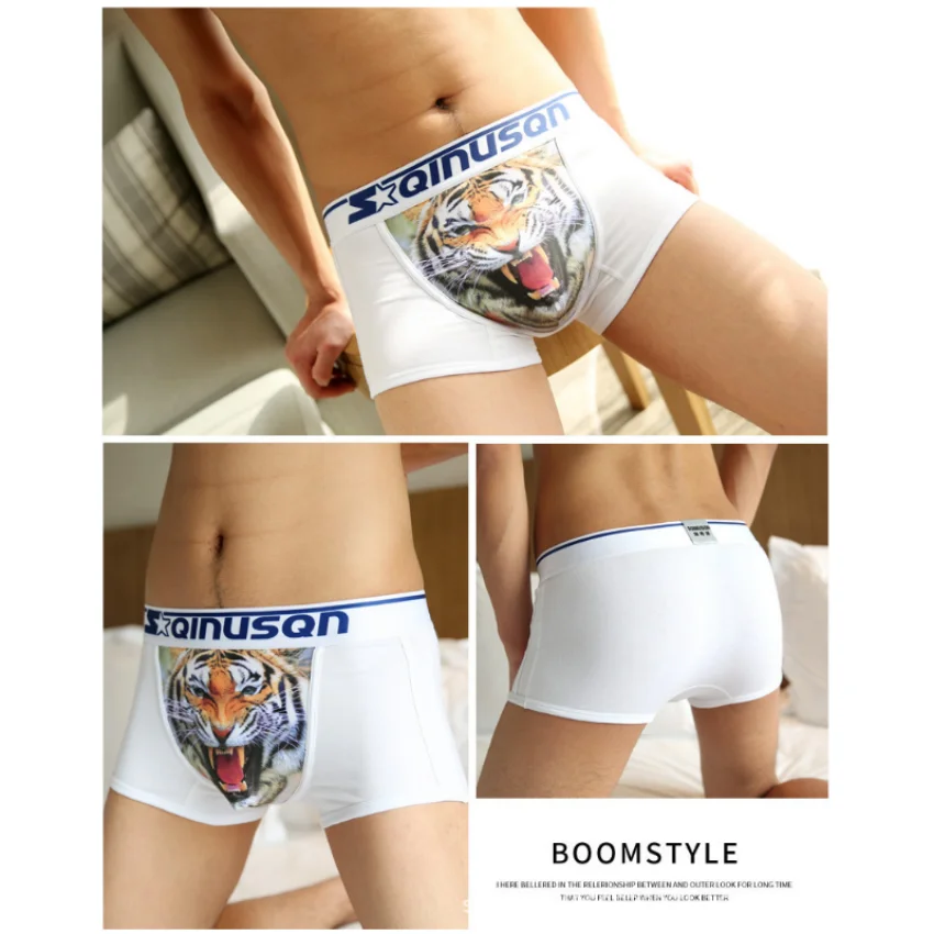 Men's Panties Personality Men's Underwear Youth 3D Tiger Head Pattern Cotton Low Waist Sexy Square Pants sexy panties Shorts