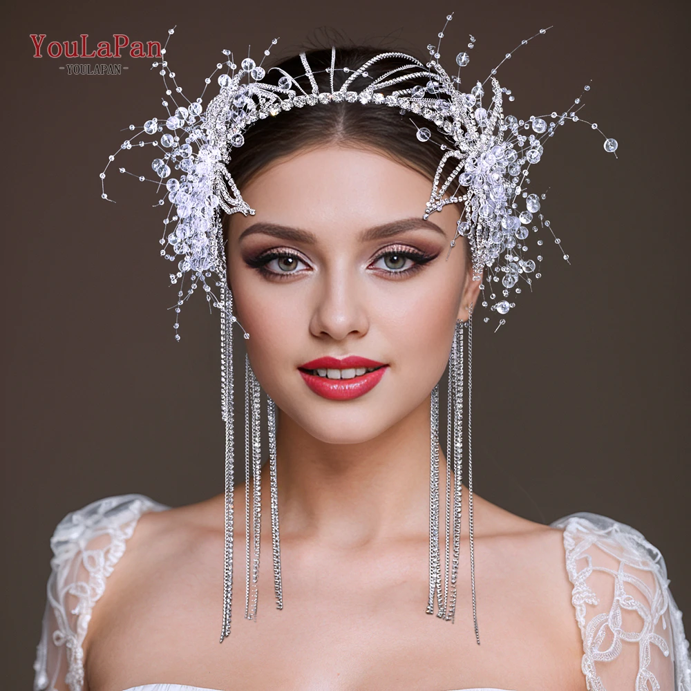 YouLaPan Свадебная Повязка На Голову Ручной Работы С Кристаллами Женский