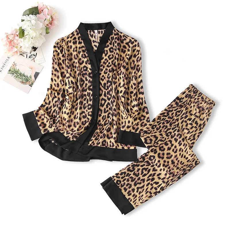 

Sexy Sleep Set Women 2PCS Pajamas Suit Intimate Lingerie Spring New Sleepwear Home Clothing Casual Satin Homewear Pyjamas