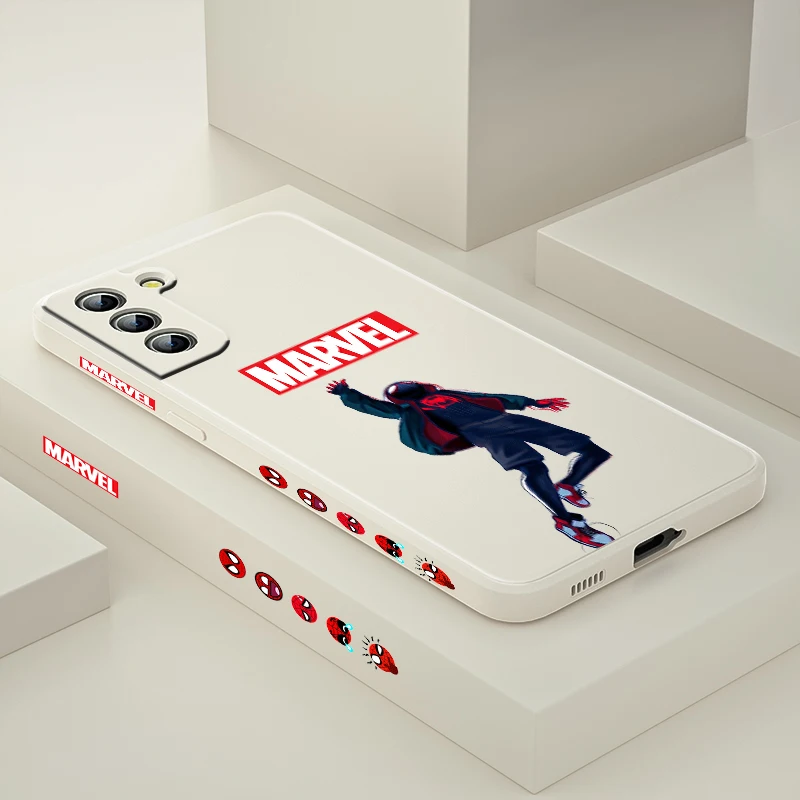 

Spiderman Cartoon Avengers For Samsung Galaxy S21 Ultra S20 S10 Note20 Plus Pro Lite Fe 5G Liquid Left Silicone Soft Phone Case