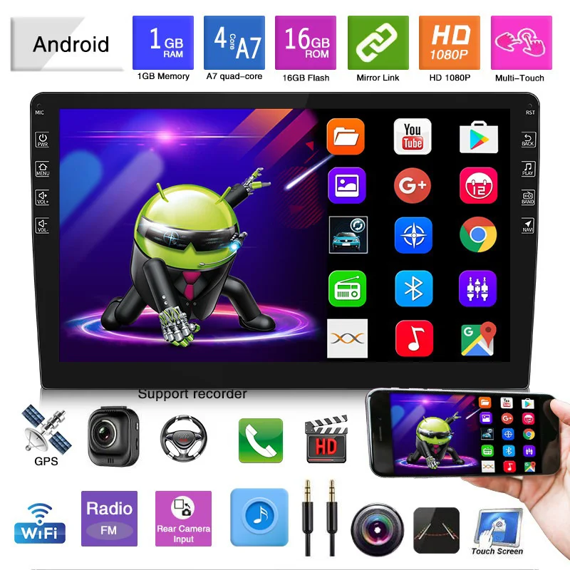 

NEW-9 Inch Android 9.1 Hd Ips Press Screen Quad Core 2 Din Car Mp5 Player 1Gb+16Gb Wifi Fm Radio Gps Navigation