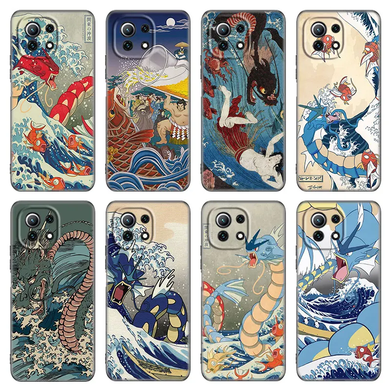 Japanese wave Anime Dragon Phone Case For Xiaomi Mi POCO X3 NFC GT M4 M3 12 11T 10T Pro A3 11 Lite NE 5G 12X 11i F3 Black Cover