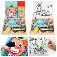 3d montessori wooden puzzle drawing board magnetic stickers change dresses cognitive pairing early education baby children toys