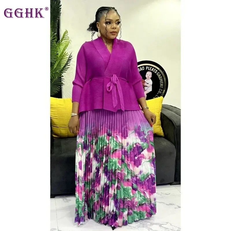 GGHK женский элегантный двухсекционный однотонный кардиган с галстуком и принтом