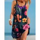 Платье женское с цветочным принтом, модное миди-платье на бретелях без рукавов, пикантное пляжное вечернее праздвечерние чное в стиле бохо, на лето