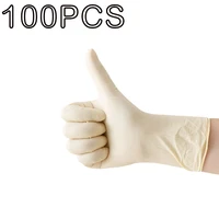 100pack beige industrial latex disposable gloves household washingdishes antistatic rubber gardening work gloves for kitchen use