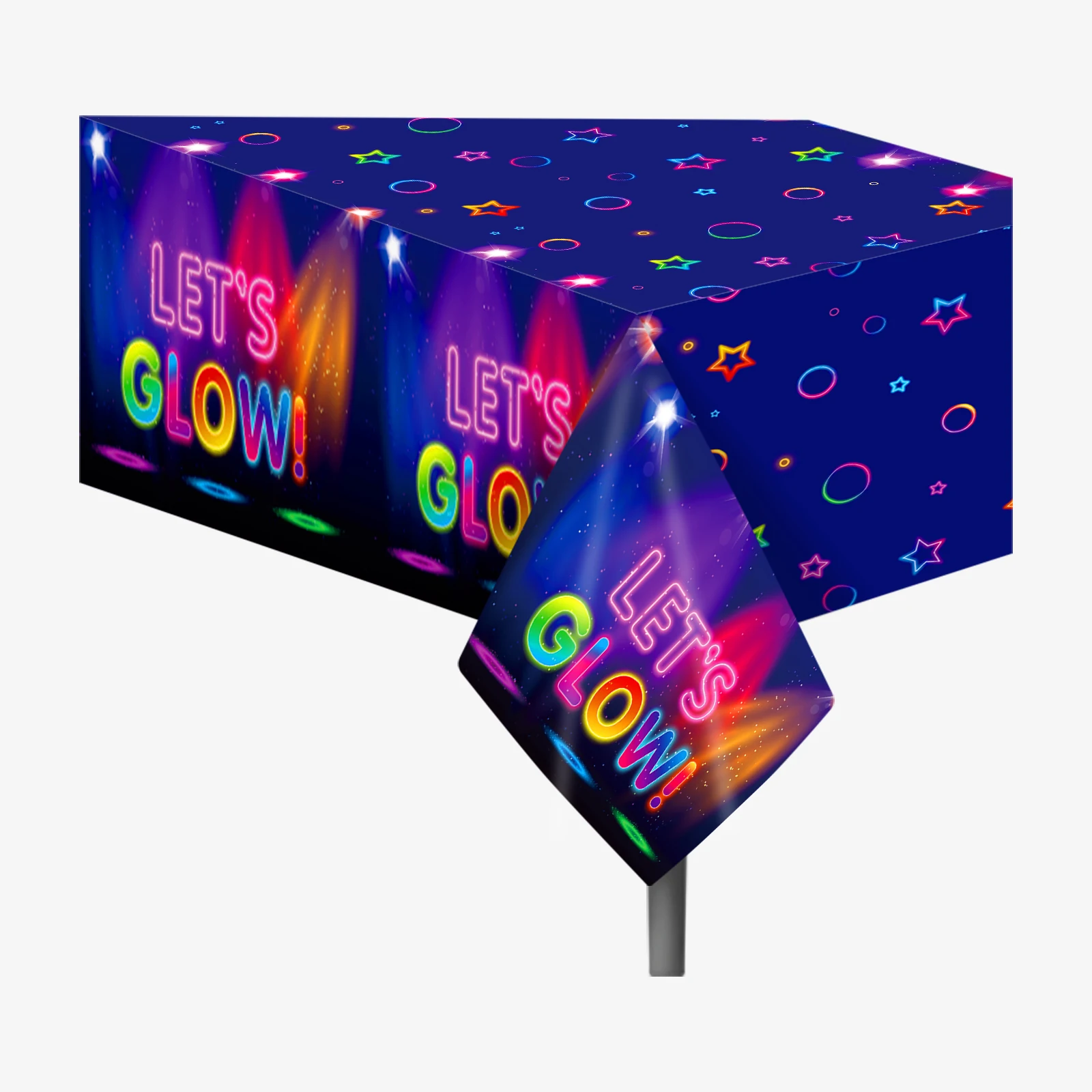 

130x220cm Cool Disco Music Dance Night Glow Disposable Table Cover Birthday Party Tablecloths Camping Home Decoration Supplies