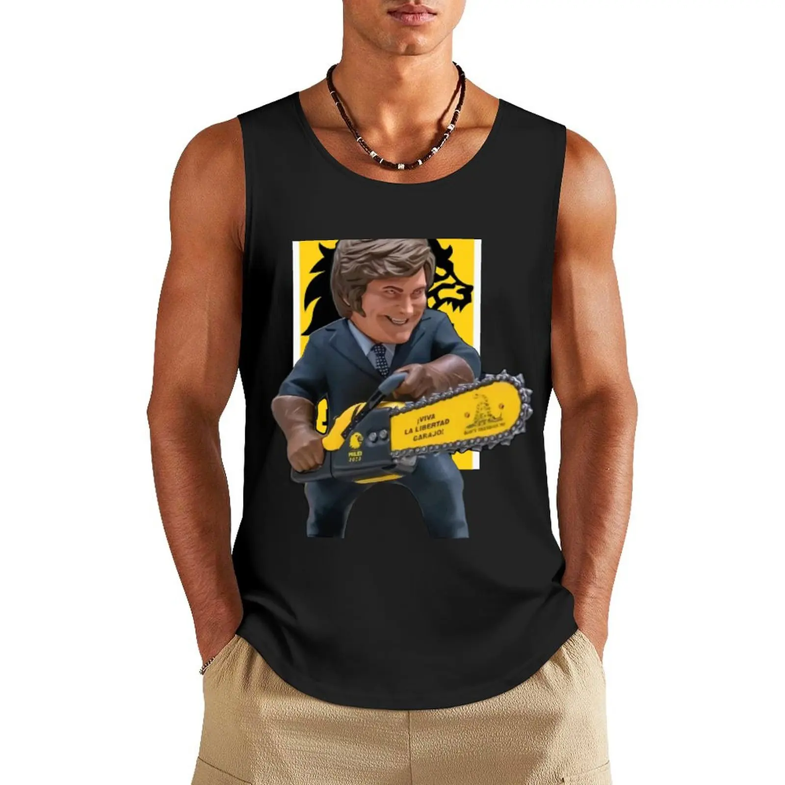 Javier milei бензопила майка летняя одежда мужская футболка без рукавов 2025