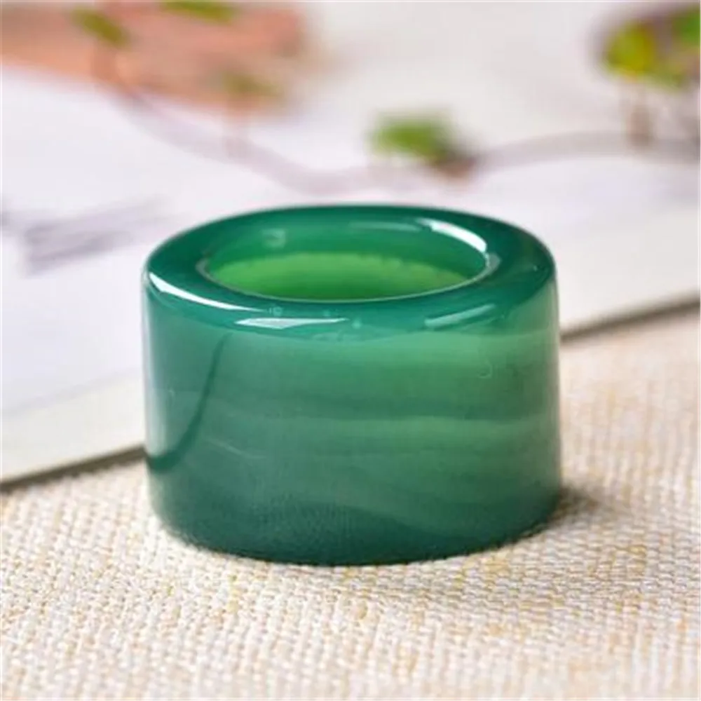 

Natural Green Hetian Jade Ring Unisex Chinese Jadeite Amulet Fashion Charm Jewelry Hand Carved Crafts Gifts For Women Men