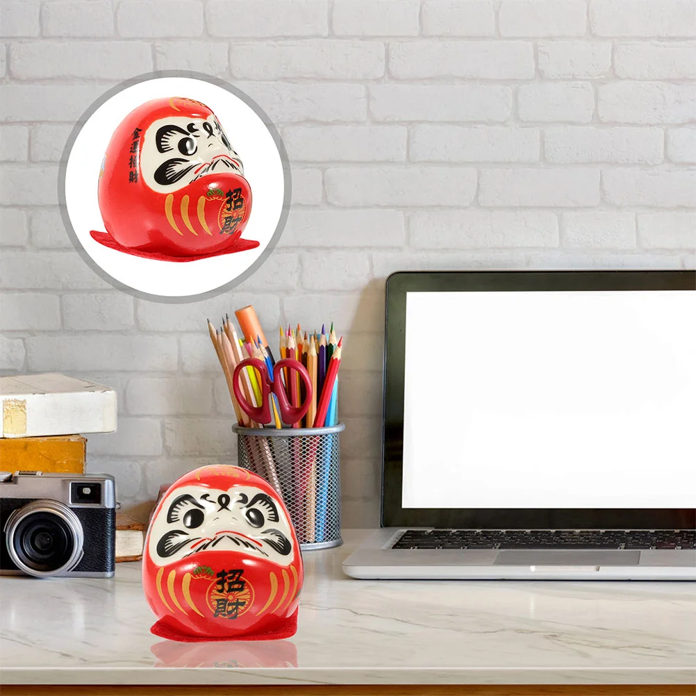 

2pcs Daruma Statue Ceramic Daruma Figure Decoration for Car Interior Decor