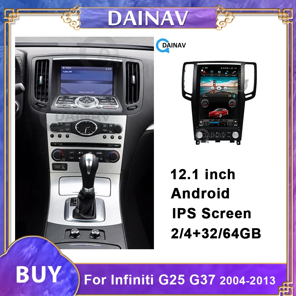 

12,1 дюймовый автомобильный радиоприемник, мультимедийный плеер в стиле Tesla для Infiniti G25 G37 2004-2015, HD Автомобильный dvd-плеер с экраном, GPS-навигация