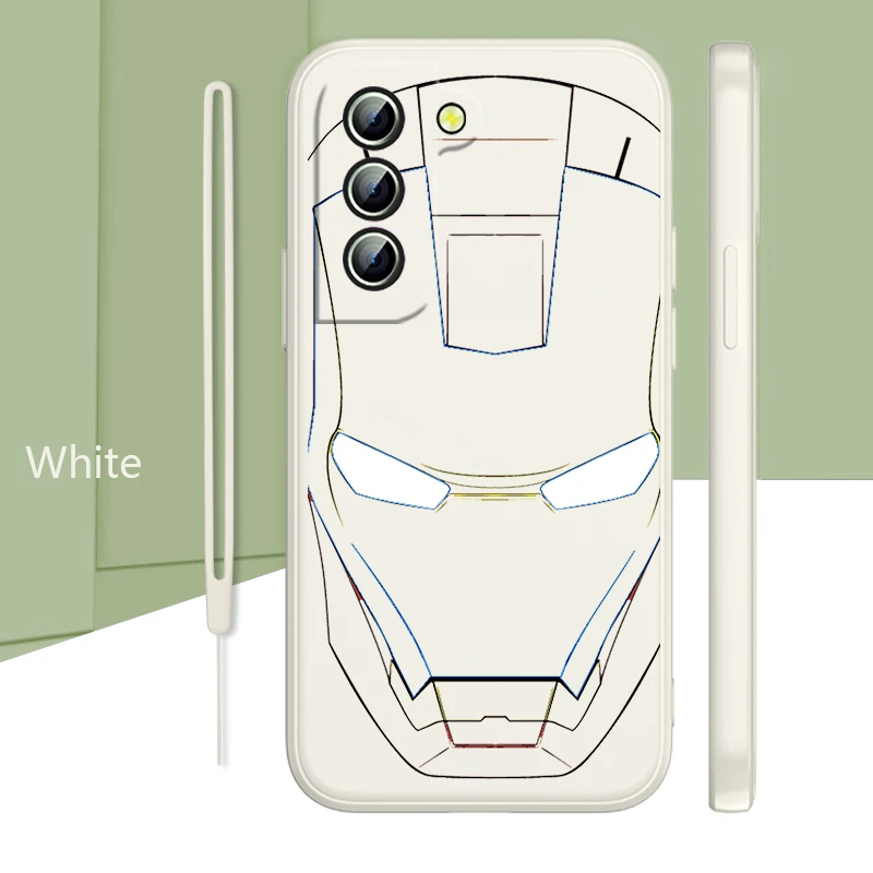 

Marvel cool iron man For Samsung Galaxy S22 S21 S20 S10 S9 Ultra Plus Pro FE Liquid Rope Silicone Phone Case