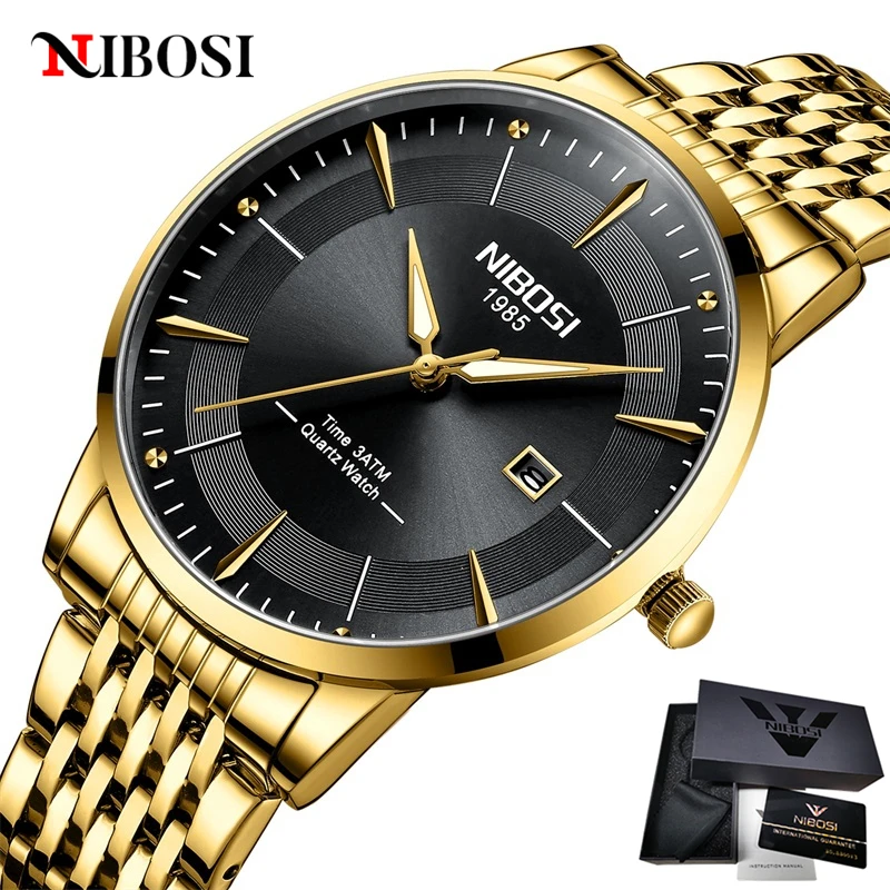 

2022 NIBOSI Mens Watches Top Brand Luxury Business Quartz Wristwatches for Men Waterproof Auto Date Male Clock Relogio Masculino
