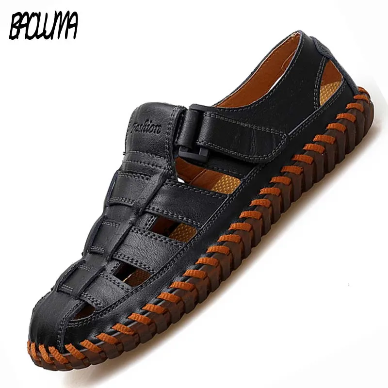

Classic Summer Men's Sandals Leather Outdoor Summer Handmade Men Slippers Men Beach Breathable New Men's Sneakers Casual Shoes