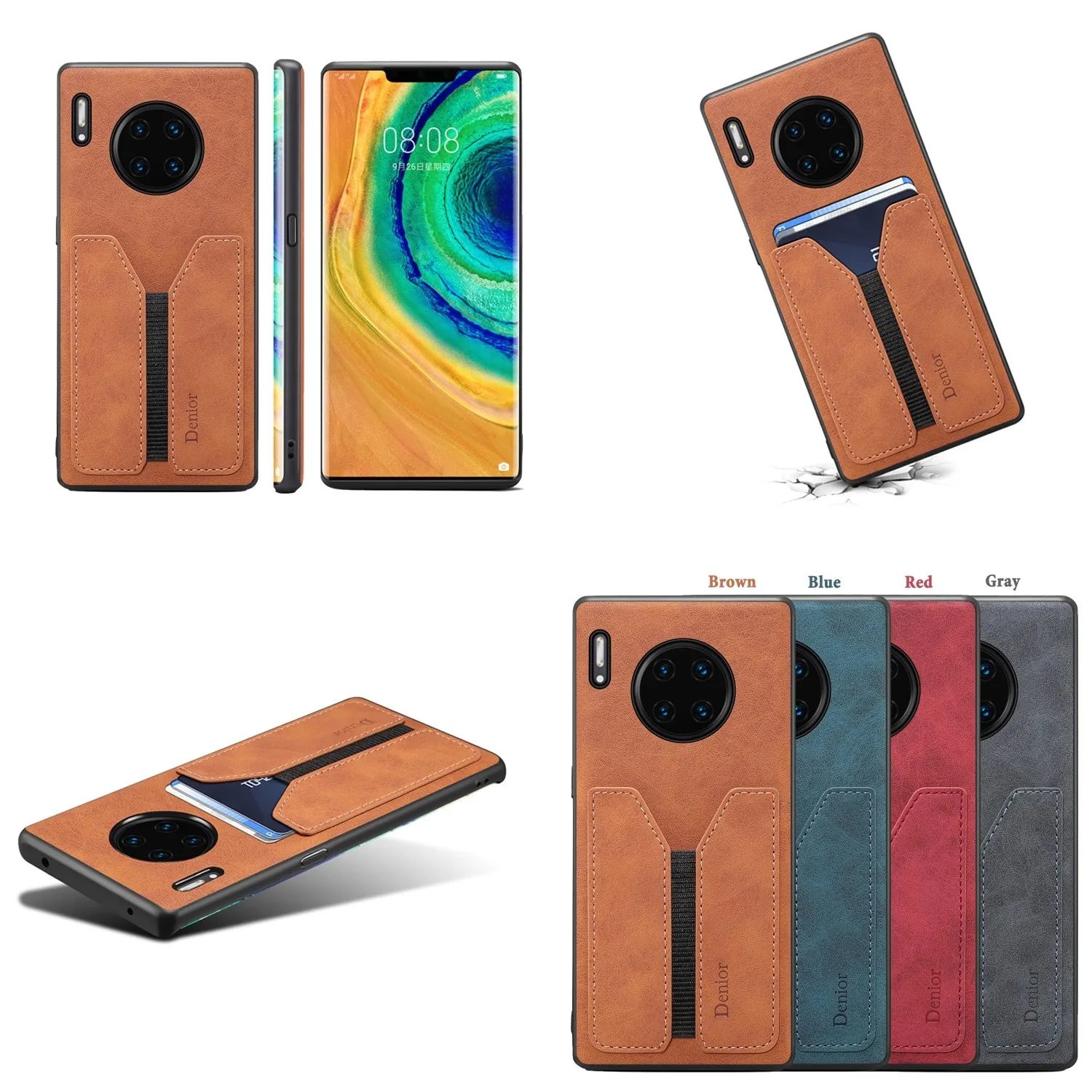 Pu Leather Phone Case For Huawei P50 P40 P30 Pro Slim Soft Back Cover With Card Holder For Huawei Mate 40 30 Mate40 Mate30 Pro