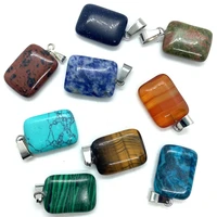 natural stone rainbow stone green dongling tiger eye rectangular pendant agate pendant for make diy necklace earring accessories