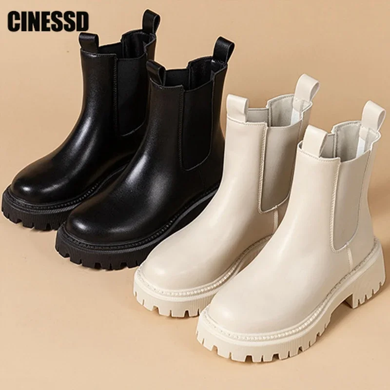 

Женские ботильоны челси на толстой подошве, новинка 2023, женские готические Полуботинки на нескользящей подошве, женская обувь на молнии на осень и зиму