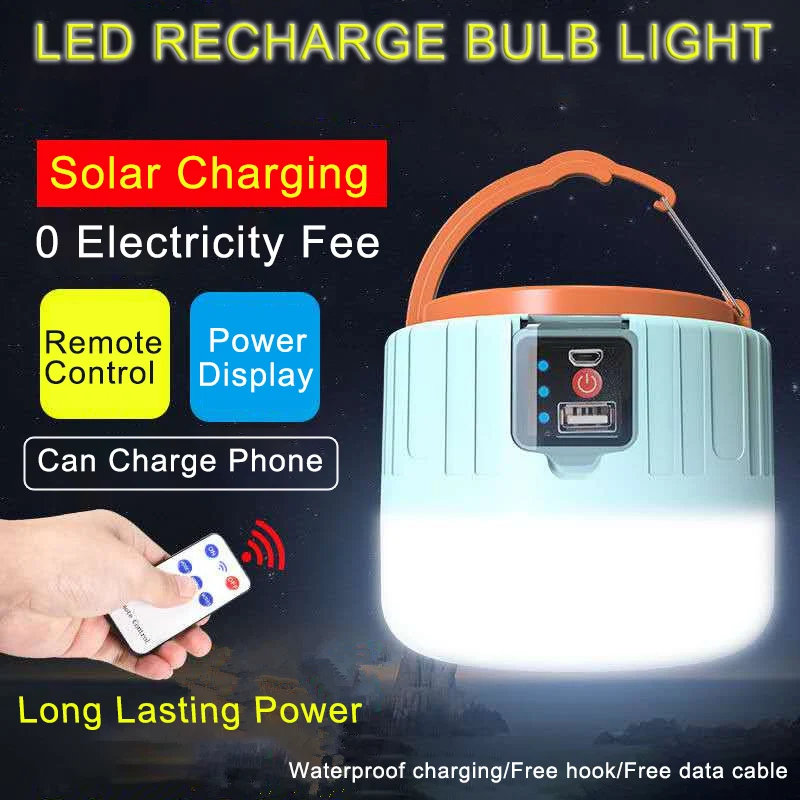 LED Solar Charging Light Energy-saving USB 280W Bead Bulb Night Market Lamp Mobile Outdoor Camping Power Outage Emergency Lamp