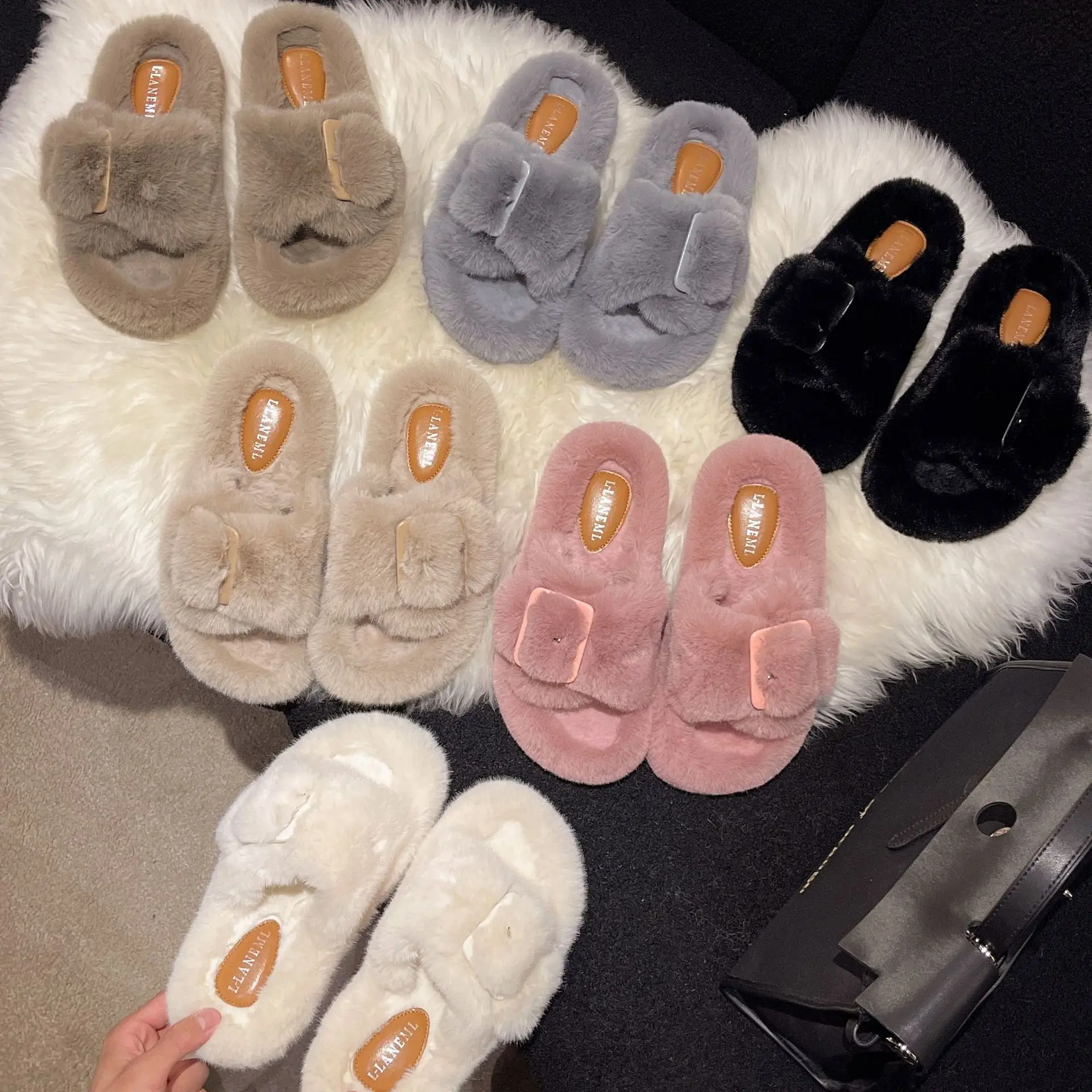 

Spring Summer Slippers Soft Flax Simple Cute Warm Home Men Women House Floor Indoor Slides Fur Cross Fat Dudu Shoes Room Flat