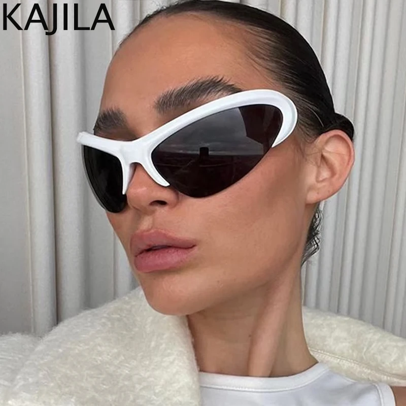 

Y2K Sports Punk Wire Cat Eye Sunglasses Women Men Retro 2000's Sun Glasses for Ladies 2023 Luxury Brand Steampunk Goggles Shades