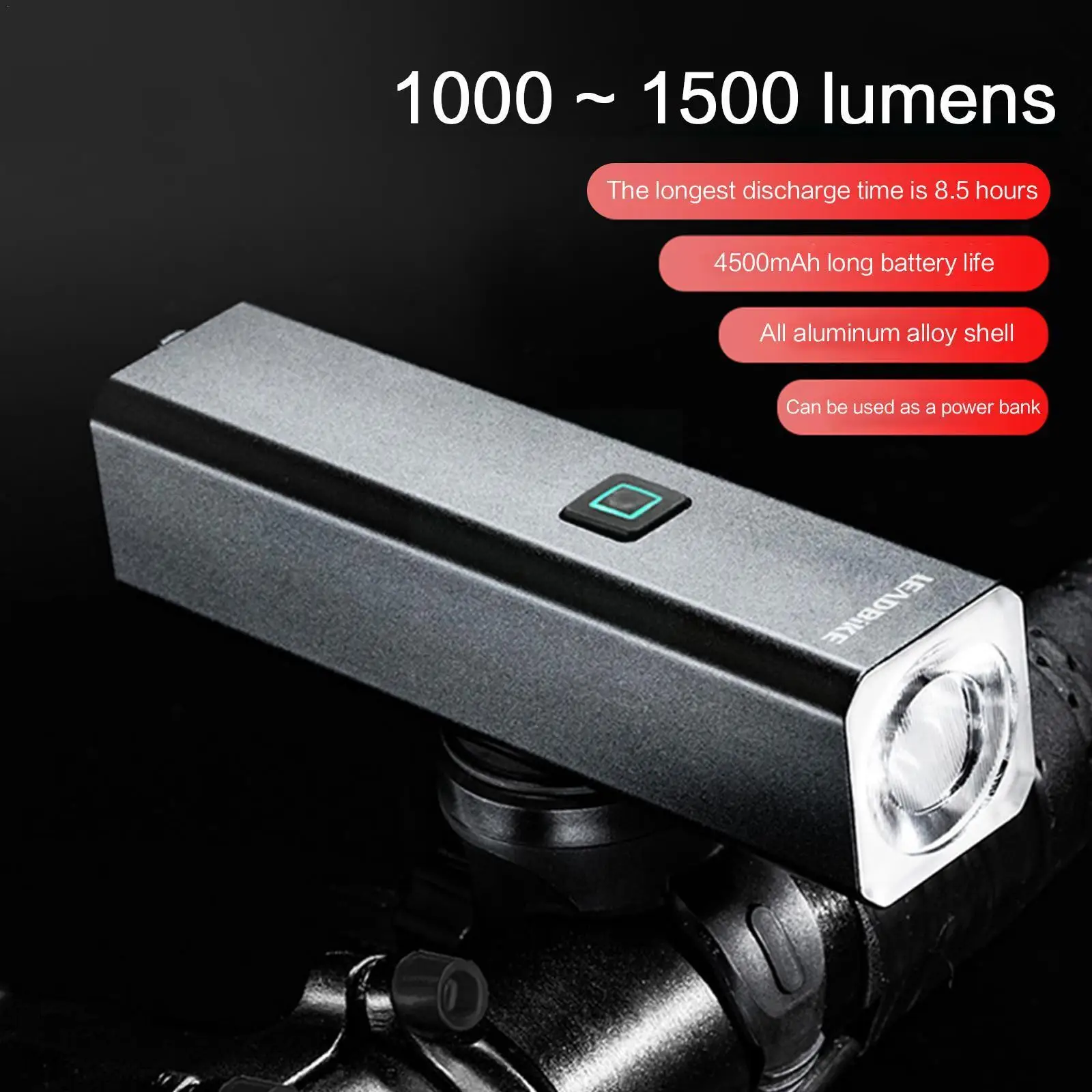 

1000lm/1500lm Bike Light Front Lamp Usb Rechargeable Light Headlight Bike Led Bicycle Accessories 4500mah Waterproof R4l6