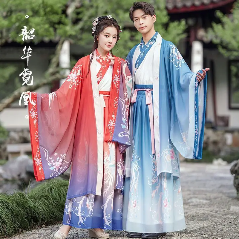 

Large Size 5XL Hanfu Couples Ancient Chinese Hanfu Dress Women&Men Cosplay Costume Summer Hanfu 3pcs Set For Men Women Plus Size