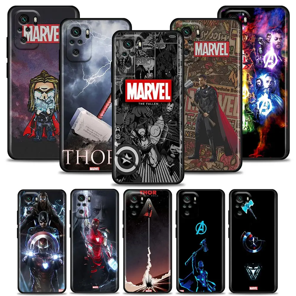 

Marvel Phone Case for Redmi 10 9 9A 9C 9i K60 K30 K40 Plus Note 10 11 Pro (India) Case Soft Silicone Cover Hero Thor For Marvel