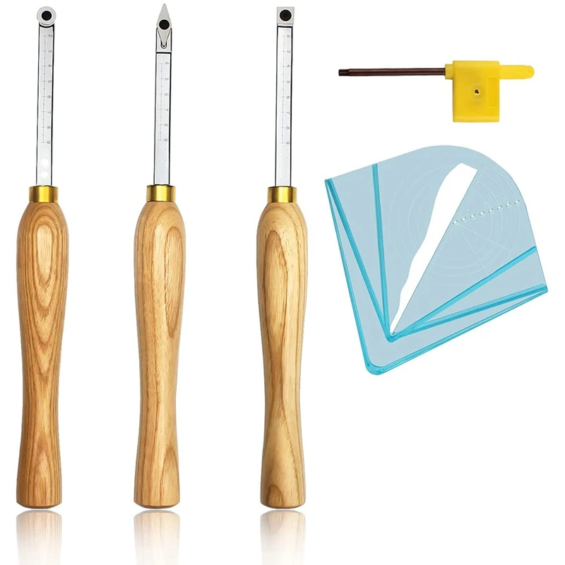 

Carbide Woodturning Tools 3Pc Wood Lathe Turning Rougher Detailer Finish For Woodworking, For Christmas Finials